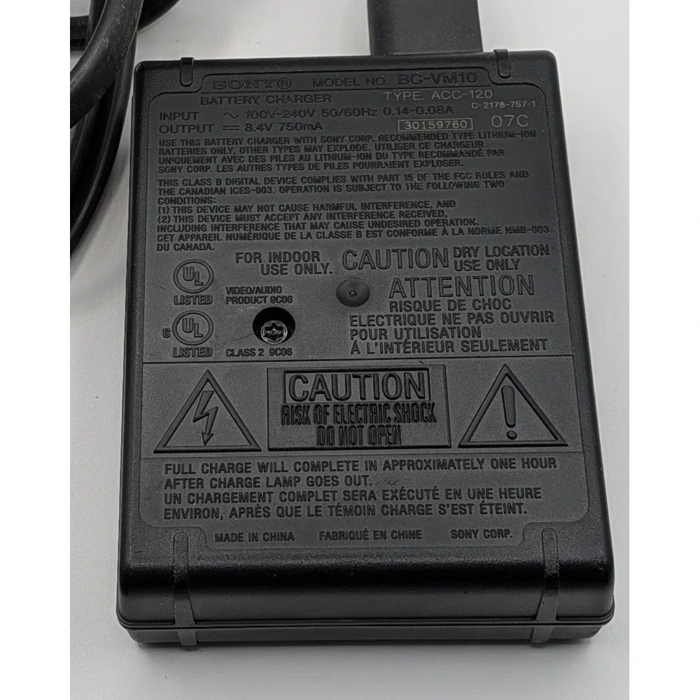 Sony Battery Charger Unisex OS Black Good BC-VM10 InfoLithium M Series Untested